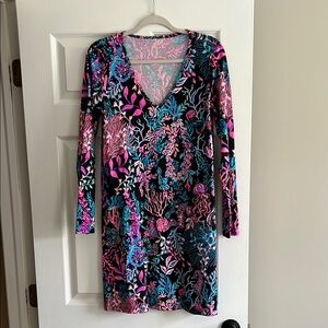 Floral V-Neck Dress - Pink and Blue